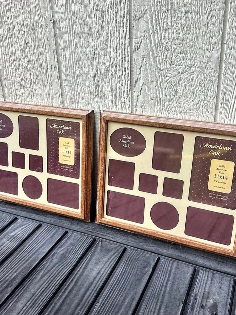 Set of 2 Vintage 11x14 Solid Oak Wood Photo Frames